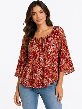 NWOT AGB floral print top, M
